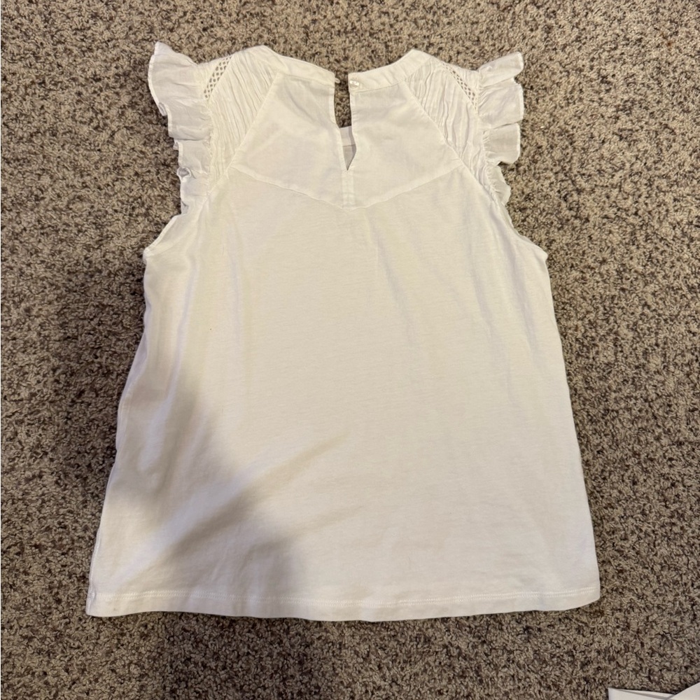 Women's White Ruffle Sleeve Top